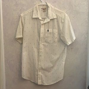 Penguin White Button-Up Dress Shirt White Sz Small